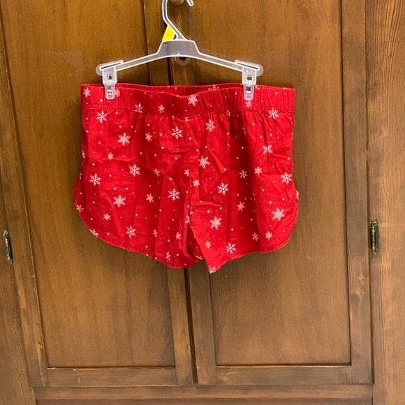 Wondershop cotton flannel red snowflake pajama shorts med holiday - Picture 1 of 4